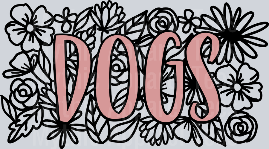 Dogs flower scribble art DTF Dog Transfers