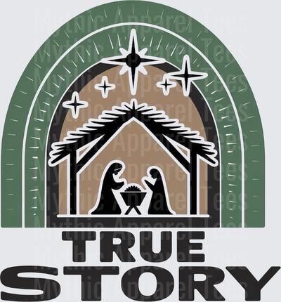 Christmas Nativity Scene True Story Boho Rainbow Arch Mary Joseph Baby Jesus Manger Star