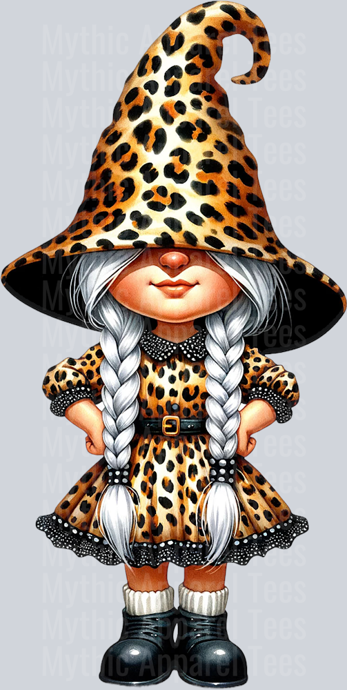 8 Gnome Girl Leopard Print Adorable DTF Gnome Transfers