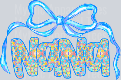 NaNa Iridescent Blue Bow DTF NaNa Transfers