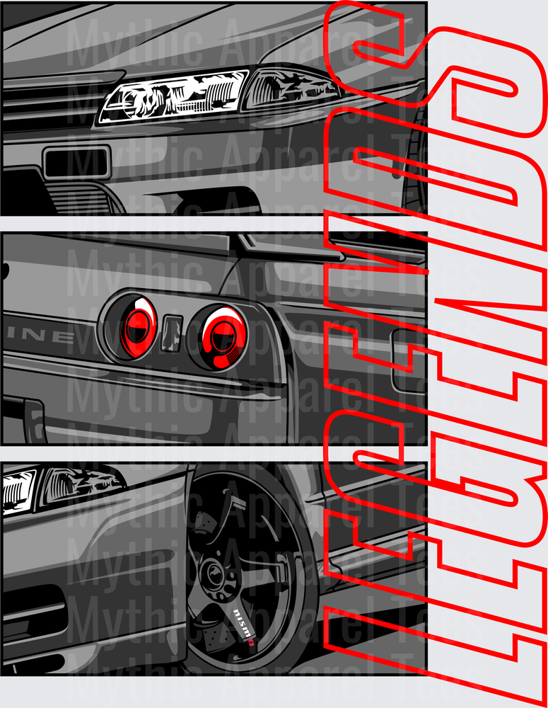 Drifting and Muscle Cars Nissan Skyline R34 GTR Legends Three Panel Detail