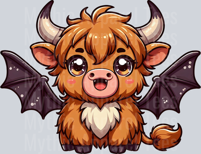 Cute cartoon halloween highland cow 19