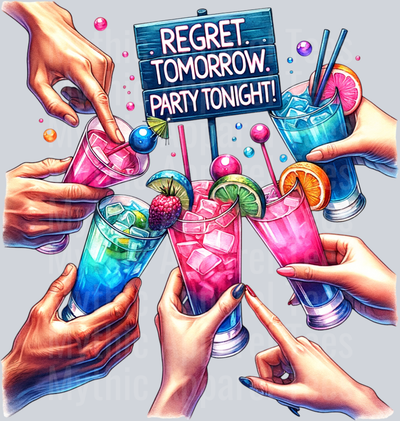 Regret Tomorrow. Party Tonight DTF Drinking Transfers