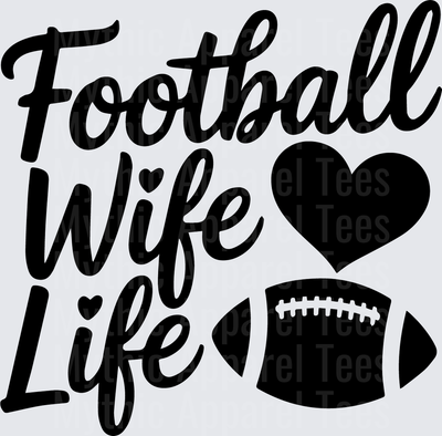 American Football Wife Life Script Heart and Ball Design