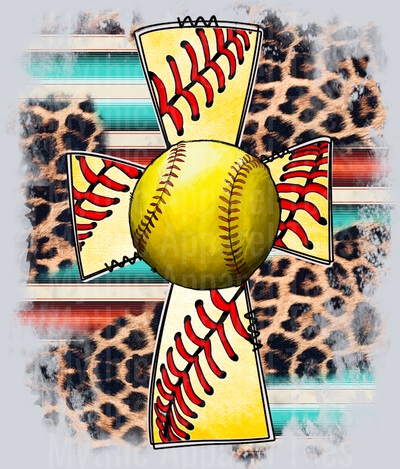 Softball Cross Leopard and Stripes Religious