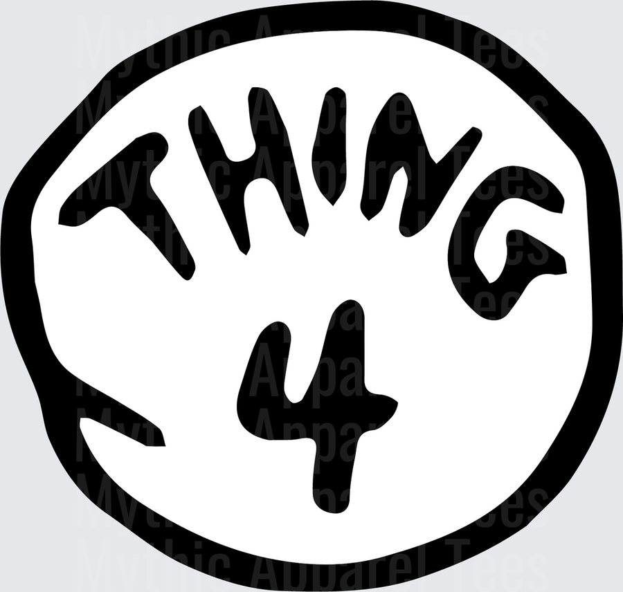 DR Seuss Thing 4 Black and White Circle Badge Logo