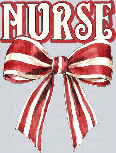 Nurse candy cane ribbon DTF Christmas Transfers