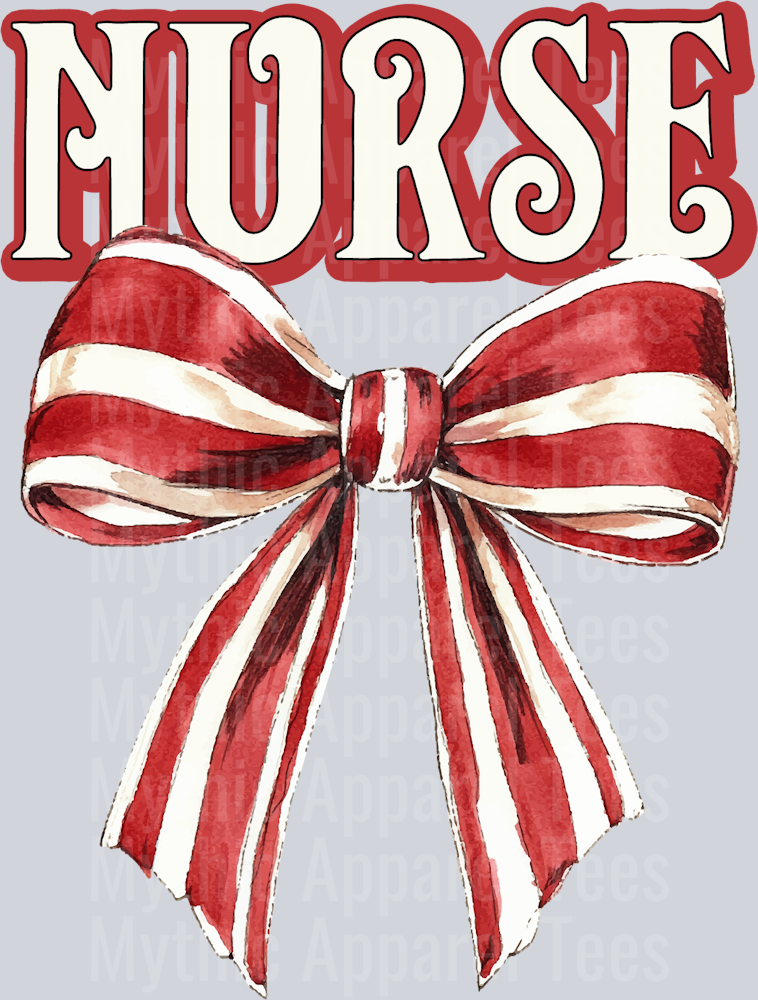 Nurse candy cane ribbon DTF Christmas Transfers