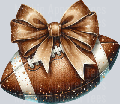 Football Brown Bow Glitter School Spirit & Sports