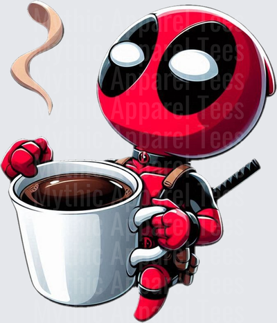 Marvel Super Heroes Chibi Deadpool Holding Oversized Coffee Cup