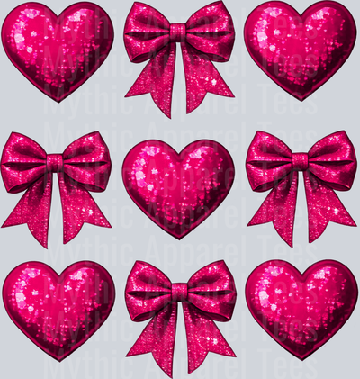 Pink Hearts And Bows Coquette Style Combo Valentines Day Design