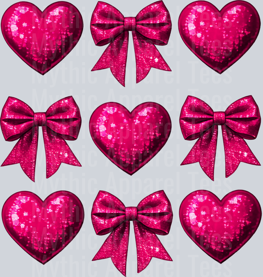 Pink Hearts And Bows Coquette Style Combo Valentines Day Design