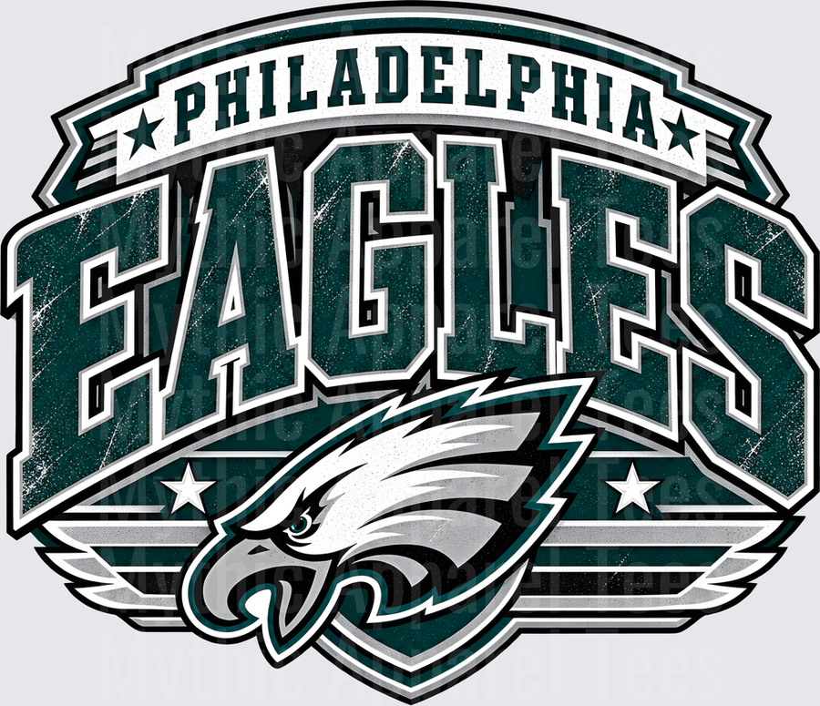 Philadelphia Eagles Bold Distressed Badge Logo with Eagle Mascot and Stars