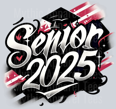 0022 Senior 2025 Airbrushed Maroon and Black DTF 2025 Senior Graduation Transfers