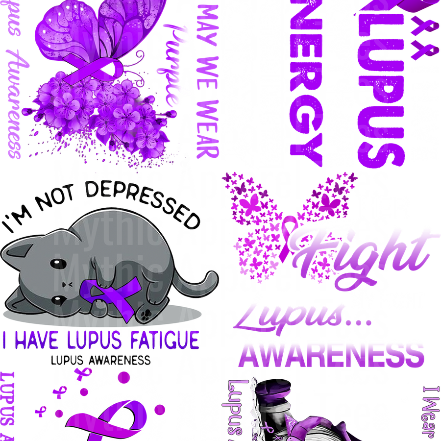 LUPUS AWARENESS GANG SHEET 10 FULL SIZE IMAGES