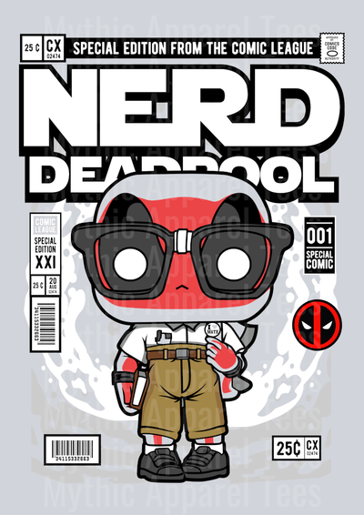 Deadpool Nerd Comic Book Cover STYLE DTF Pop Culture Transfers