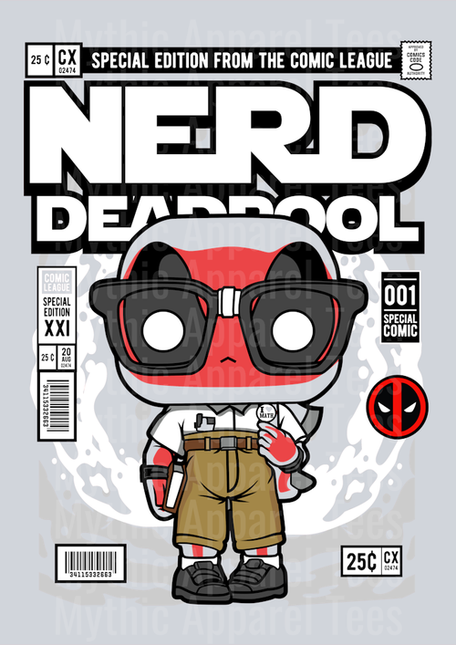 Deadpool Nerd Comic Book Cover STYLE DTF Pop Culture Transfers