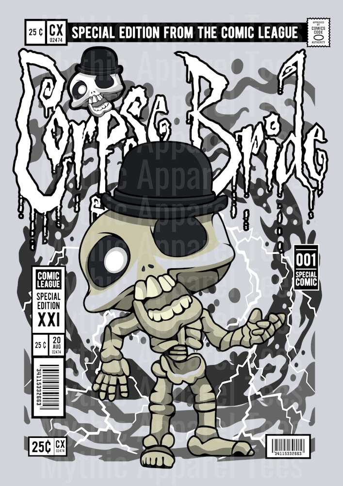 Skeleton Corpse Bride Comic Book Cover STYLE DTF Pop Culture Transfers