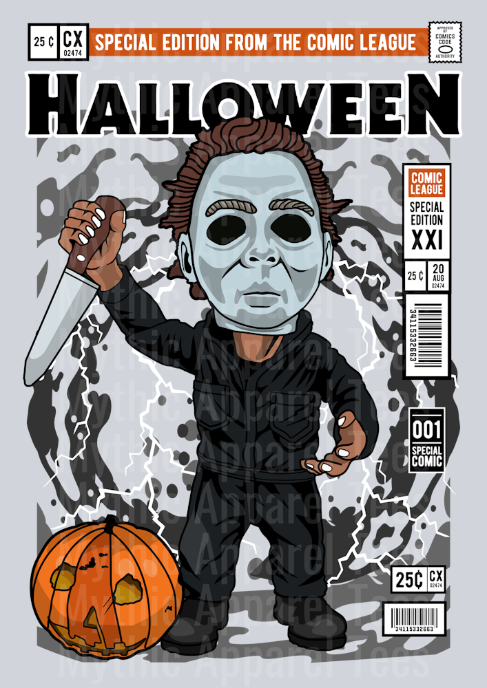 Michael Myers Comic Book Cover STYLE DTF Pop Culture Transfers