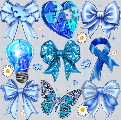 in April Blue Autism Awareness Bow