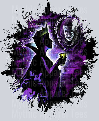 Evil Queen Disney Villain Dark Silhouette Color Splash Crystal Ball Vision