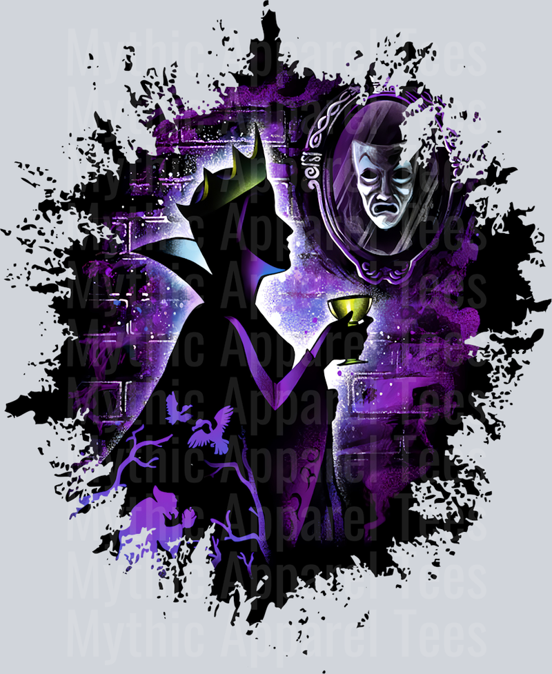 Evil Queen Disney Villain Dark Silhouette Color Splash Crystal Ball Vision