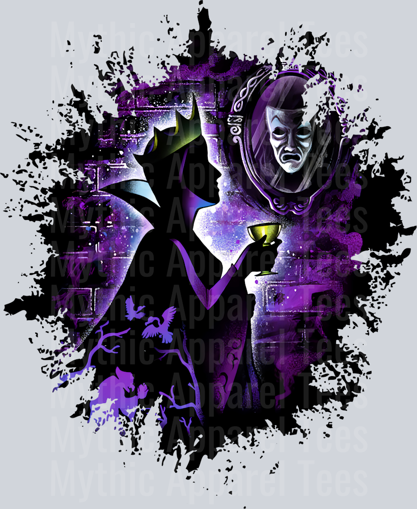 Evil Queen Disney Villain Dark Silhouette Color Splash Crystal Ball Vision