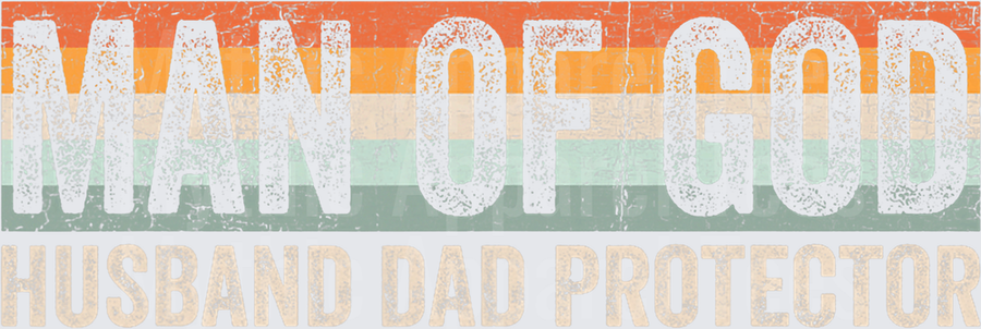 Man of God Husband Dad Protector Retro Stripe Distressed Faith Design