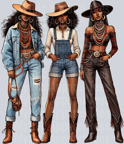 3 Cowgirl Western Girl  DTF Western Transfers