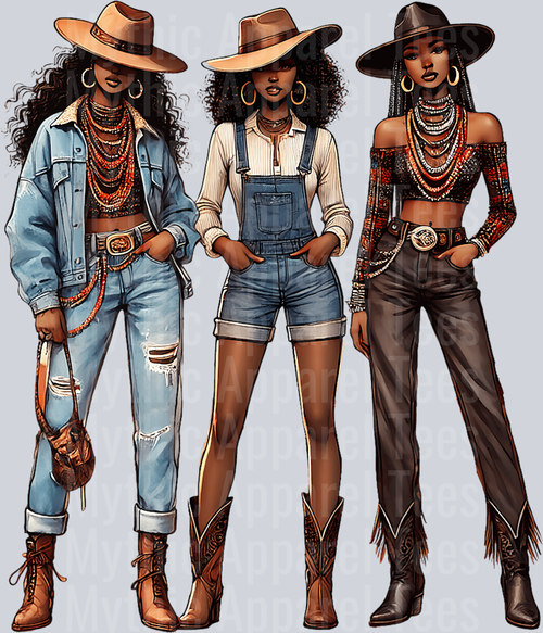3 Cowgirl Western Girl  DTF Western Transfers