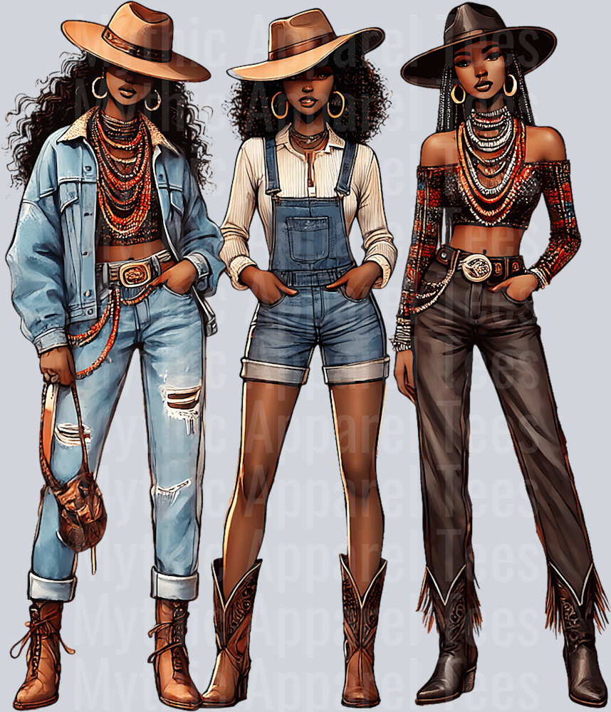 3 Cowgirl Western Girl  DTF Western Transfers