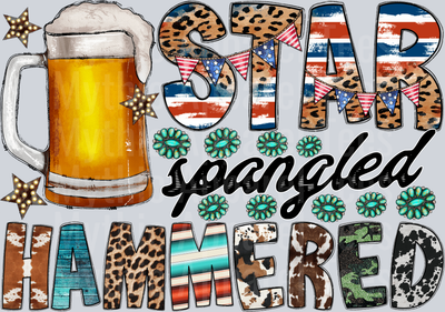 Star Spangle Hammered Beer 4th of July DTF Patriotic Transfers