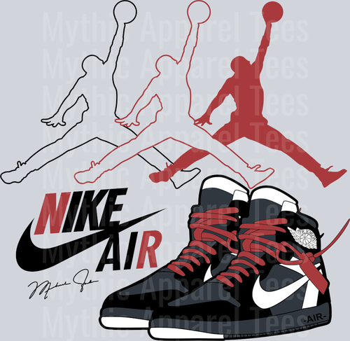 RED BLACK WHITE Logo Michael Jordan Chicago Bulls Jordans Nike DTF Michael Jordan Transfers
