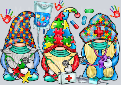 Autism Nurse Gnome Autism Awareness