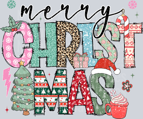 MERRY CHRISTMAS DOODLE DISTRESSED