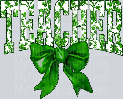Green Toile Teacher College Font Floral Teacher Design