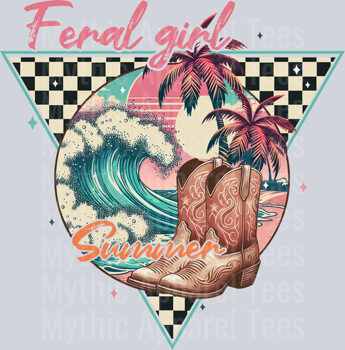 Feral Girl Summer Retro DTF Western Girl Transfers