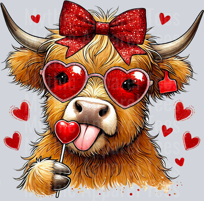 Highland Cow Red Sucker Style Combo Valentines Day Design