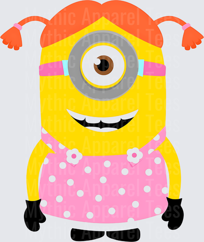 Minnions Girl with Red Pigtails Pink Polka Dot Dress
