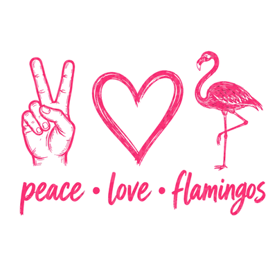 Flamingos Peace Love Pink Hand Heart Bird Graphic