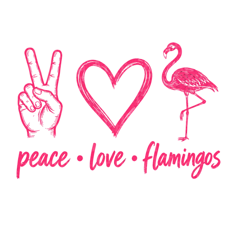 Flamingos Peace Love Pink Hand Heart Bird Graphic