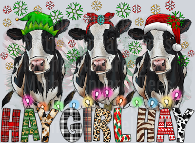 Hay Girl Hay Christmas Cow DTF Christmas Transfers