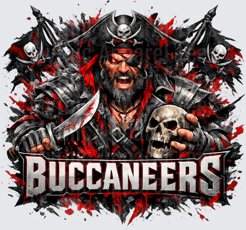NFL Tampa Bay Buccaneers Fierce Pirate Skull Sword Splatter
