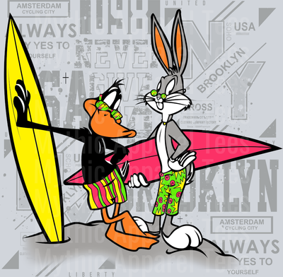 Daffy and Bugs Surfing DTF Looney Toons Transfers