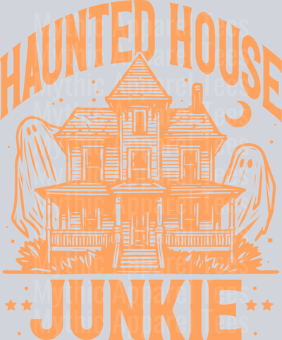 Haunted House Junkie Orange DTF Halloween Transfers