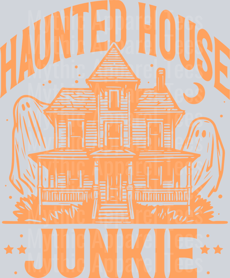 Haunted House Junkie Orange DTF Halloween Transfers