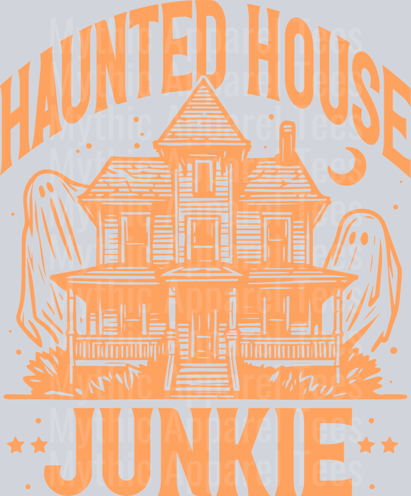Haunted House Junkie Orange DTF Halloween Transfers