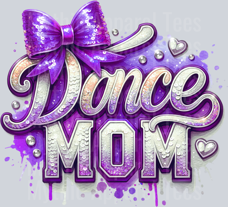 0015 Dance Mom Sequins Purple DTF Dance Mom Transfers