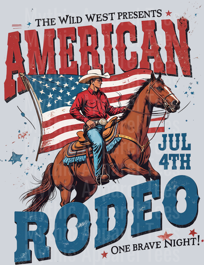 American 4th of July Rodeo Red White and Blue DTF Western Patriotic Transfers