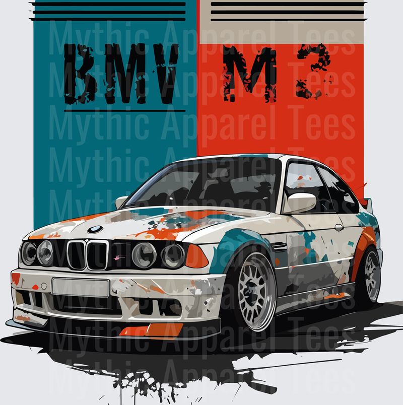Drifting and Muscle Cars BMW M3 E46 Paint Splatter Grunge Art